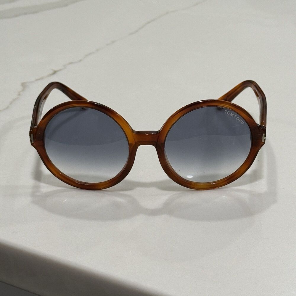 Tom Ford Juliet TF369 56W Sunglasses Havana/Blue Gradient Tortoise Acetate